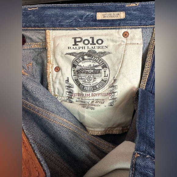 Polo Ralph Lauren Women's Astor Slim Boyfriend Repaired Patch Indigo Blue Jeans - Picture 13 of 16